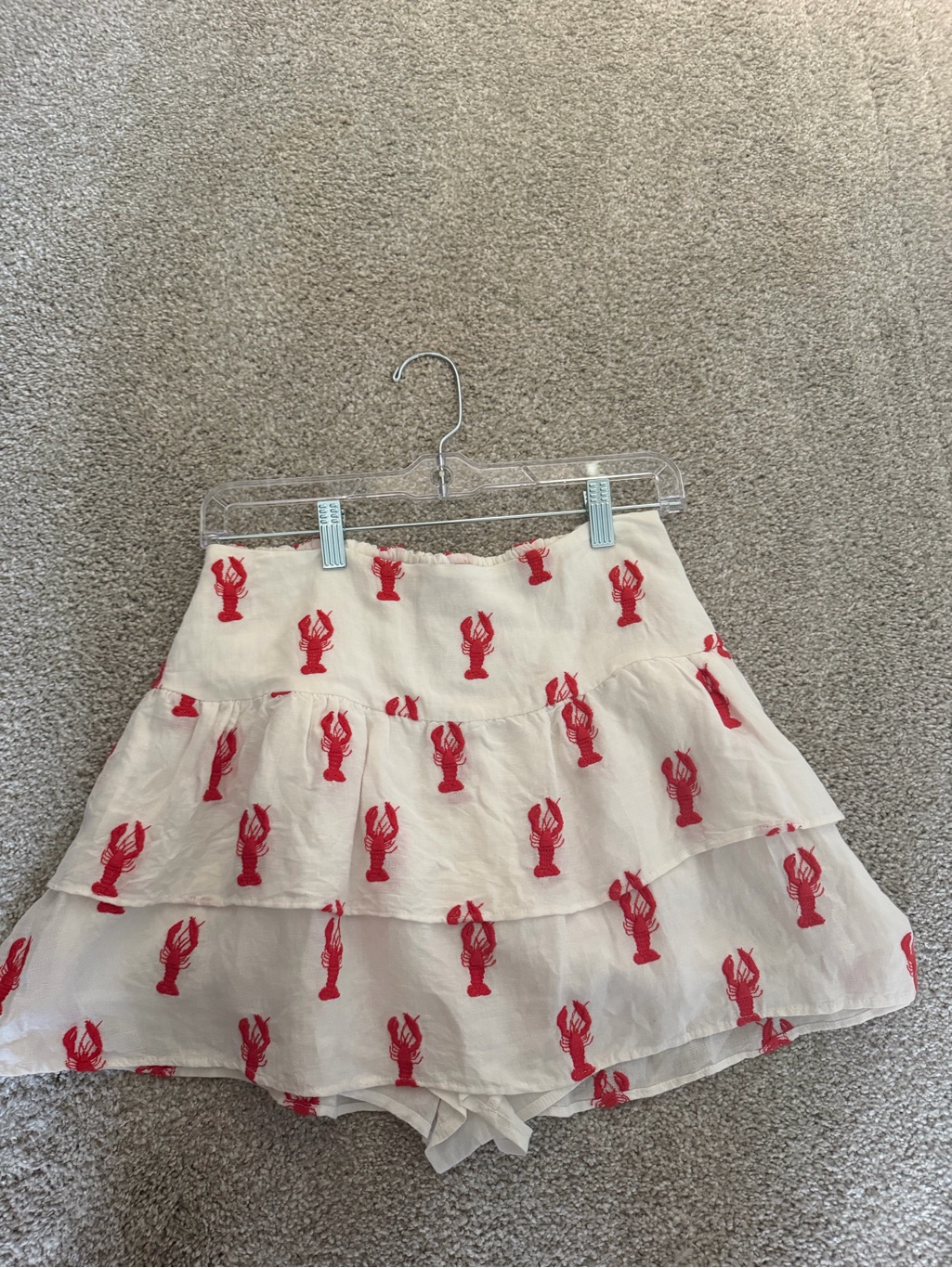Show Me Your Mumu Cream Tiered Skirt With Red Lobster Print